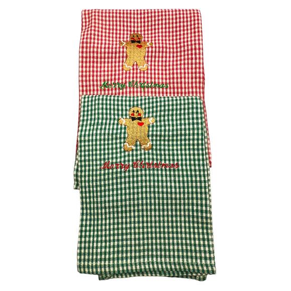 Set of 7 NOS Target Christmas Embroidered Towels Santa Red Green Cotton NWT - Picture 6 of 8